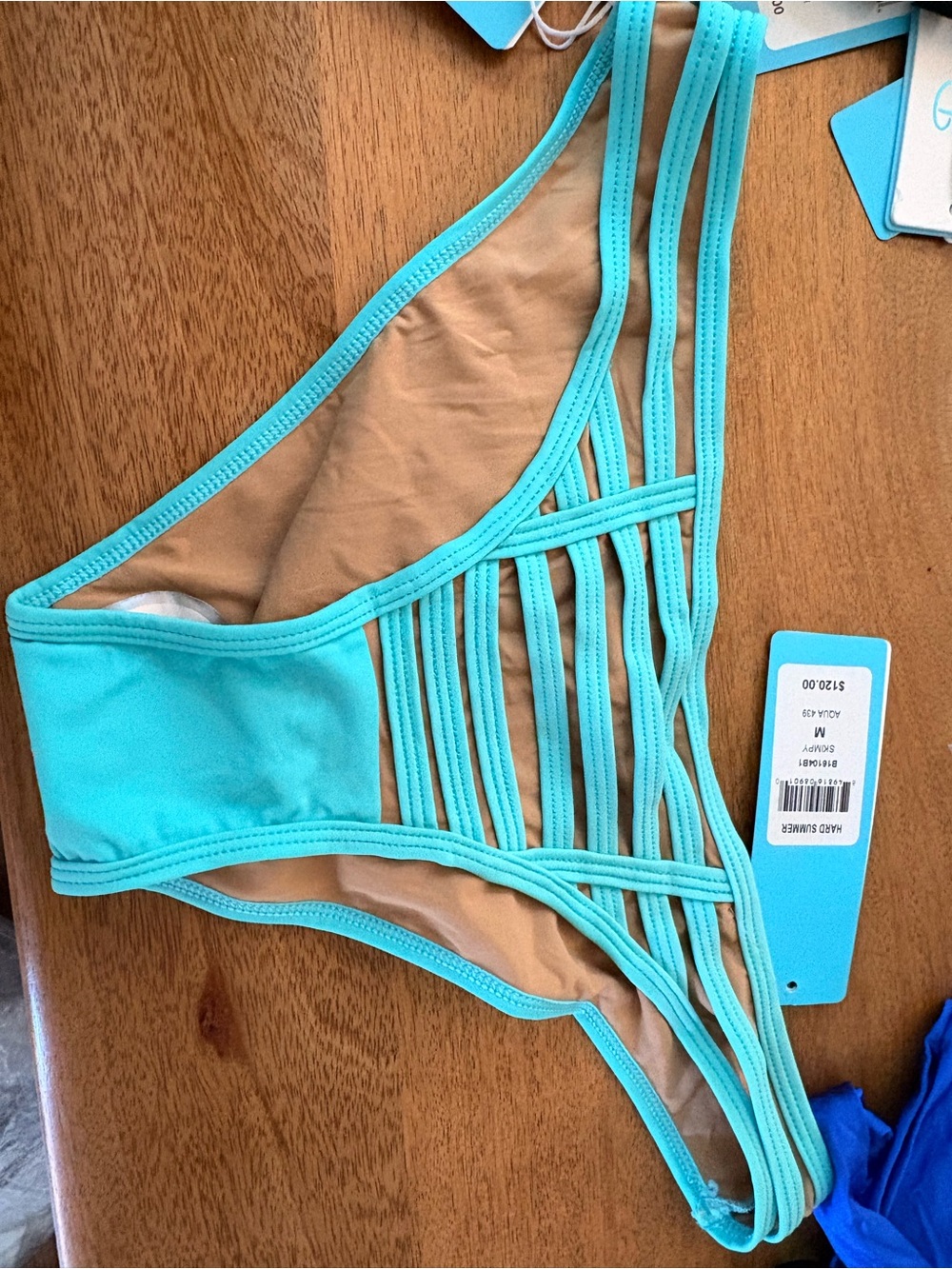 Beach Bunny Aqua Strappy Bikini Bottom